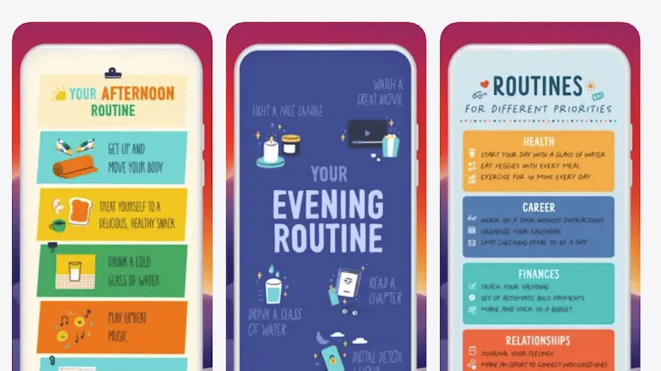 Three screenshots showing the interface of the Fabulous app. - Fabulous