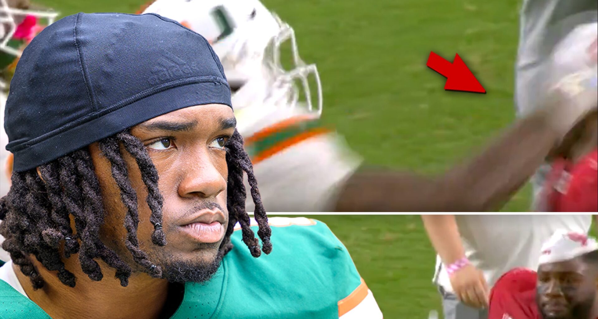 Miami Player Mark Fletcher Jr. Throws Hands at Indiana Opponent After CFP Title Loss