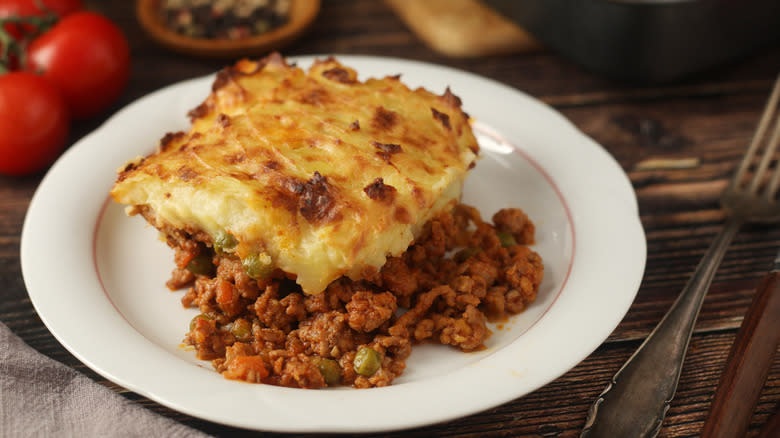 A slice of shepherd's pie.