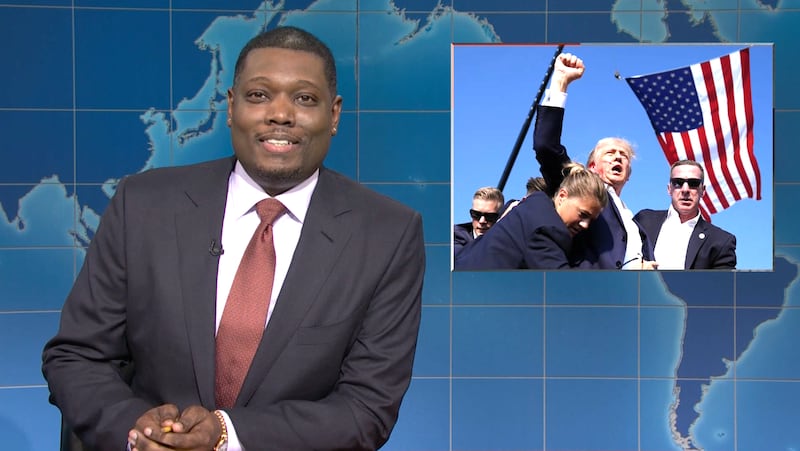 SNL, Michael Che joking about Trump assassination attempt.