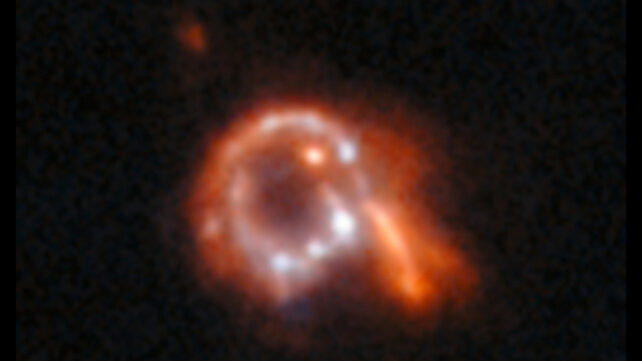 A swirl of red material in spacw