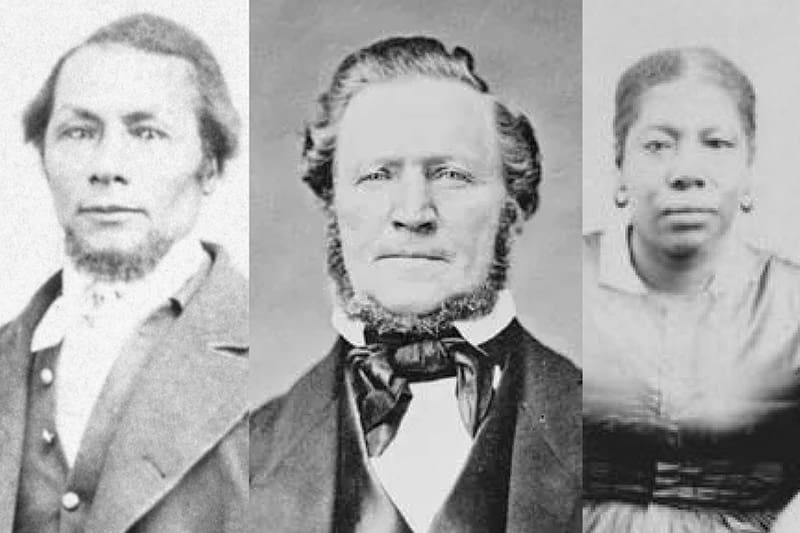 A composite of historical figures featured in Meridian Magazine’s most-read stories, reflecting reader interest in early Church history, race, and foundational events.