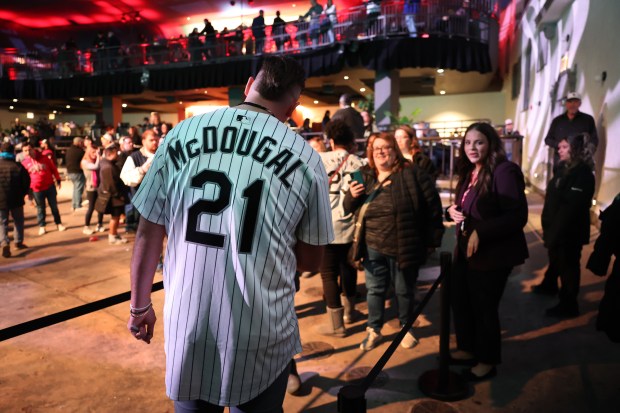 Chicago White Sox pitcher Tanner McDougal interacts with fans during SoxFest at the Ramova Theatre in Chicago's Bridgeport neighborhood on Friday, Jan. 30, 2026. (Chris Sweda/Chicago Tribune)