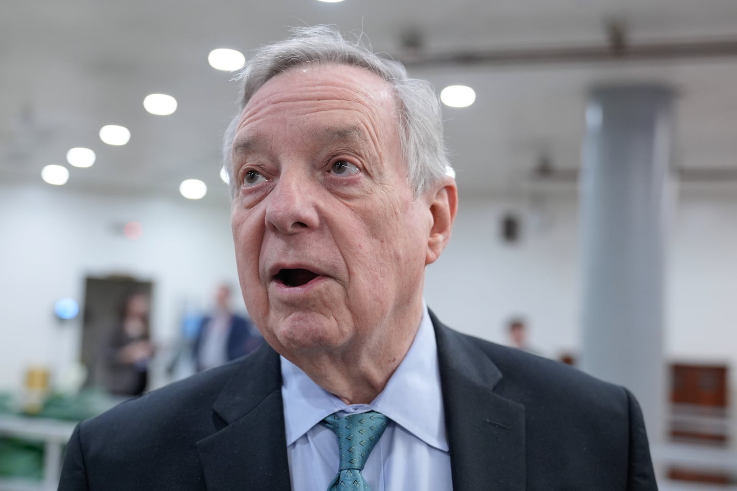 Senator Dick Durbin spoke with reporters at the Senate subway on Capitol Hill on Jan. 8.
