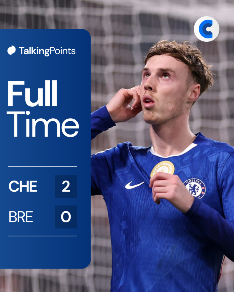 Chelsea 2-0 Brentford graphic with Cole Palmer