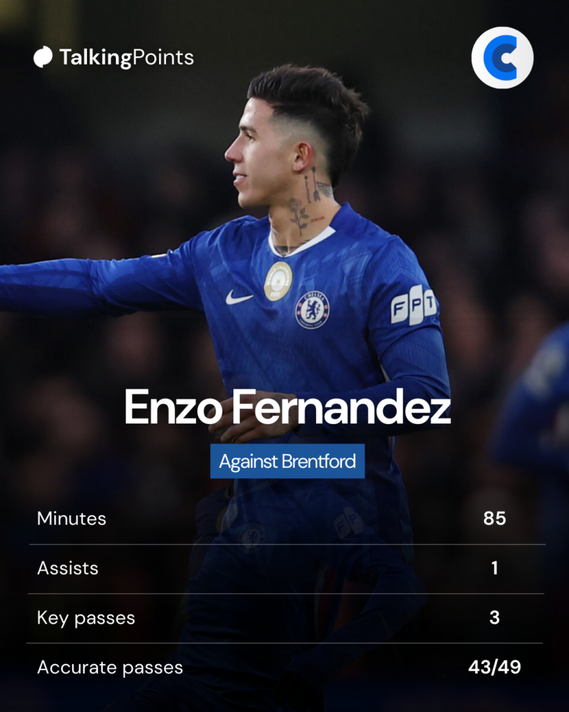 Enzo Fernandez's stats in Chelsea vs Brentford