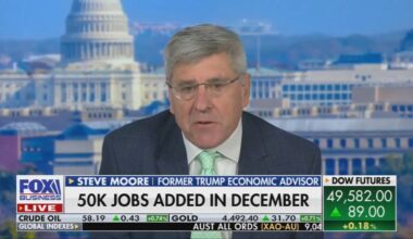On Fox Business, former Trump economic adviser Stephen Moore tries to reframe disappointing jobs report: "This is an absolutely booming economy right now"