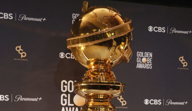 A view of the Golden Globe Award trophy statue onstage.