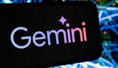 The Google Gemini generative AI logo on a smartphone.