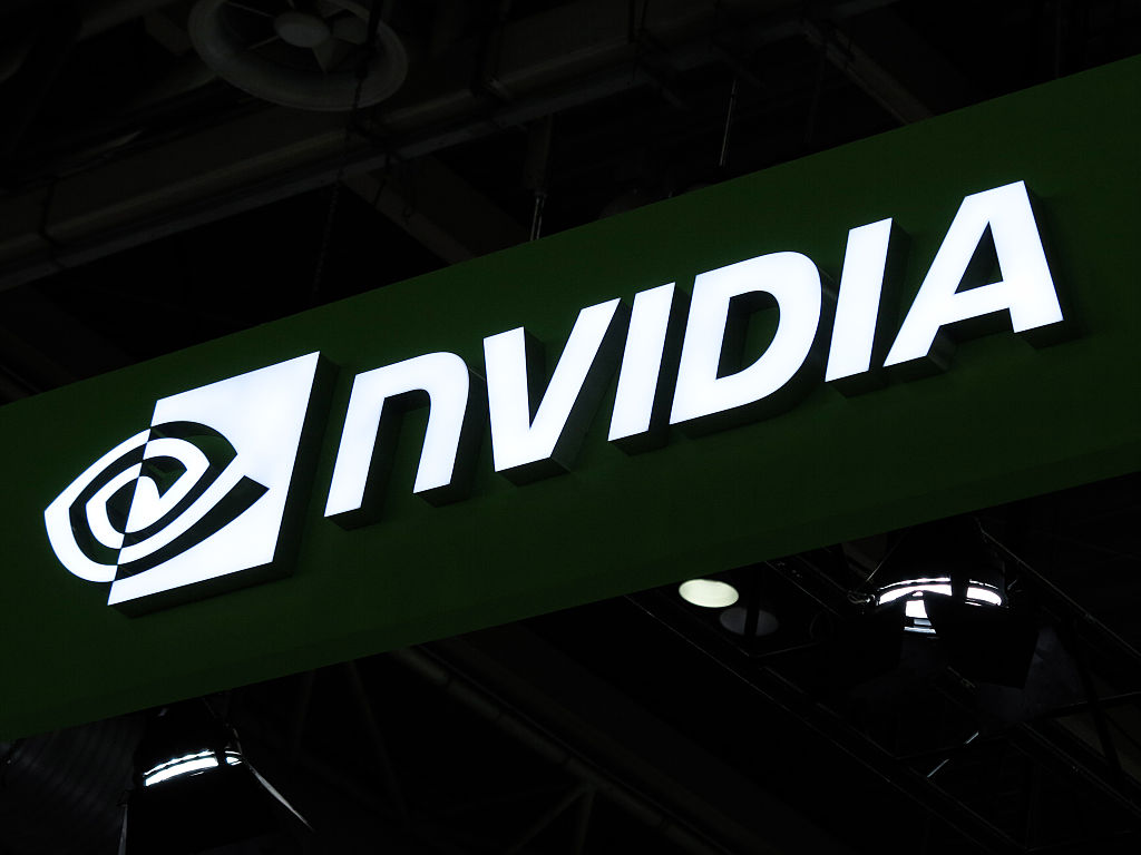 the NVIDIA booth at the 3rd China International Supply Chain Expo in Beijing, China, on July 20, 2025