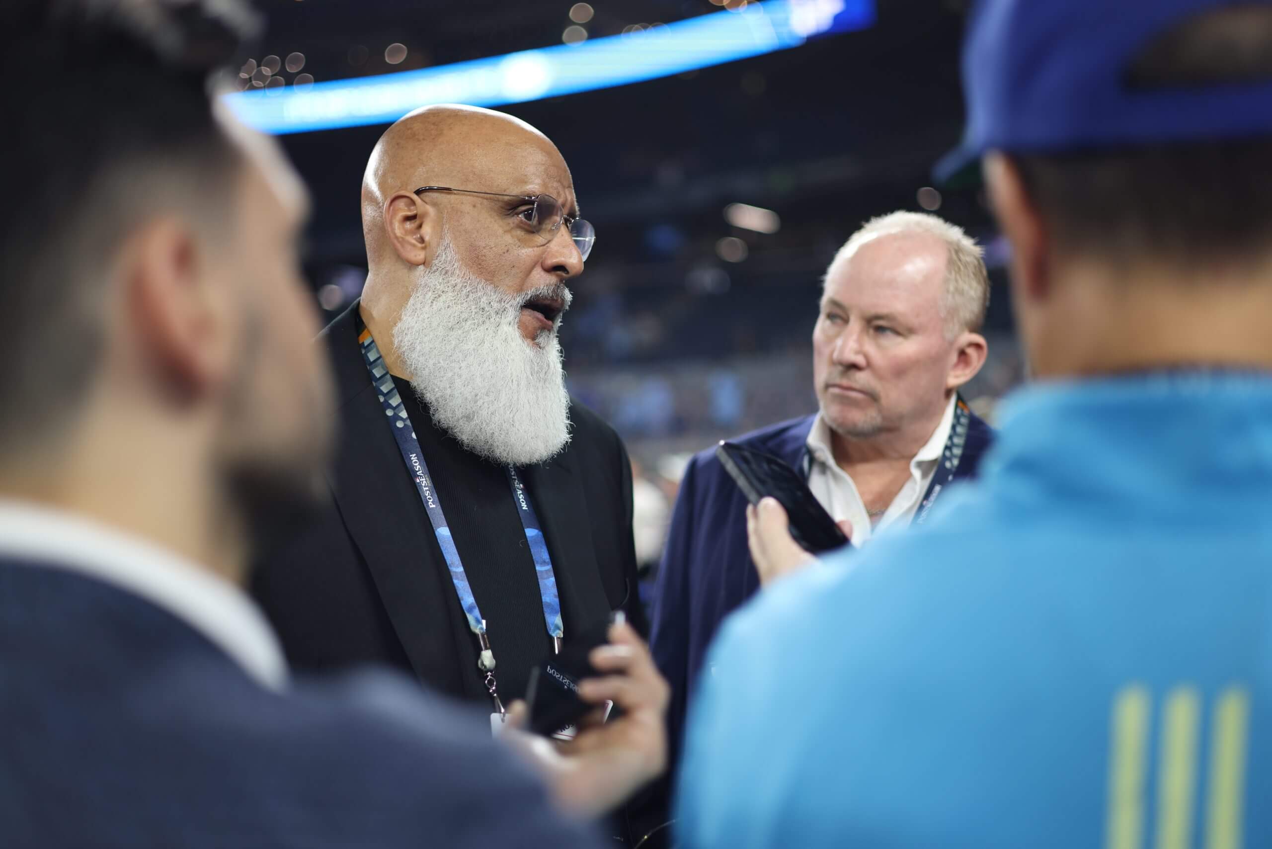 TORONTO, ON - OCTOBER 24: Executive director of the Major League Baseball Players Association Tony Clark talks with media prior to Game One of the 2025 World Series presented by Capital One between the Los Angeles Dodgers and the Toronto Blue Jays at Rogers Centre on Friday, October 24, 2025 in Toronto, Ontario, Canada.
