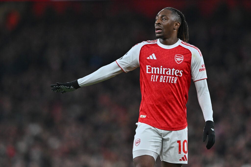 Eberechi Eze in action for Arsenal against Wolves