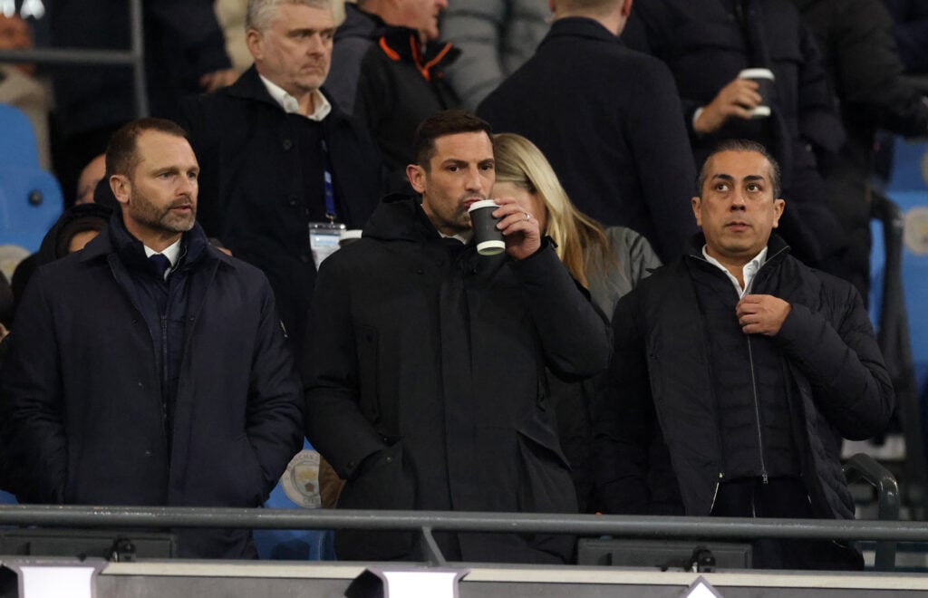 Behdad Eghbali (R) co-owner of Chelsea with co-sporting directors, Paul Winstanley (L)) and Laurence Stewart (C)