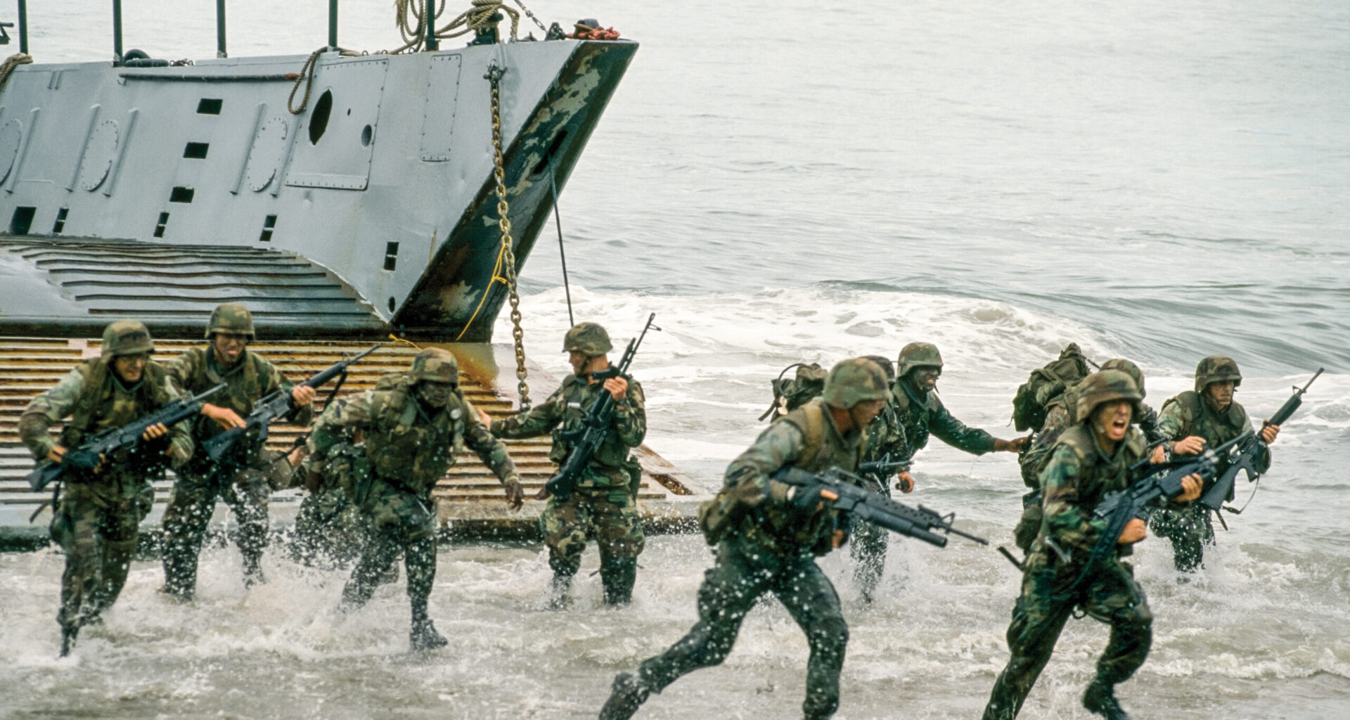 U.S. troops land in Panama to depose Manuel Noriega in 1989.