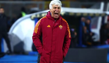 LECCE, ITALY - JANUARY 06: Head coach of AS Roma Gian Piero Gasperini reacts during the Serie A match between US Lecce and AS Roma at Stadio Via del Mare on January 06, 2026 in Lecce, Italy. (Photo by Maurizio Lagana/Getty Images)