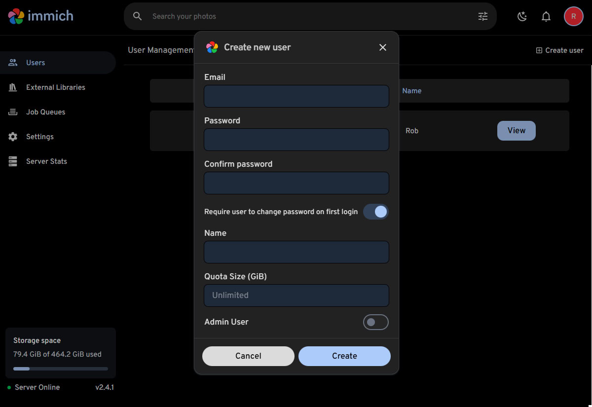 Immich Add User Immich Add User