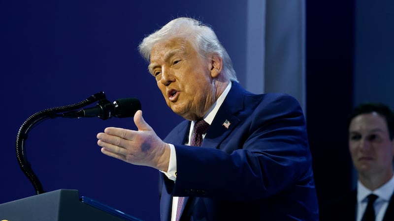 DAVOS, SWITZERLAND - JANUARY 22: U.S. President Donald Trump speaks after holding a signing ceremony for the “Board of Peace” at the World Economic Forum (WEF) on January 22, 2026 in Davos, Switzerland. The US-backed “Board of Peace” is intended to administer the fragile ceasefire in the Gaza Strip after the war between Israel and Hamas. The final makeup of the board has not been confirmed. (Photo by Chip Somodevilla/Getty Images)