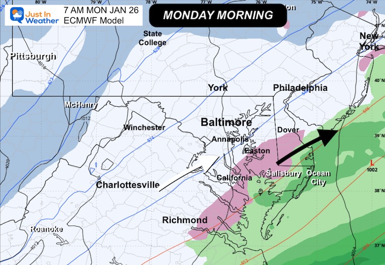January 23 weather snow ice storm Monday morning