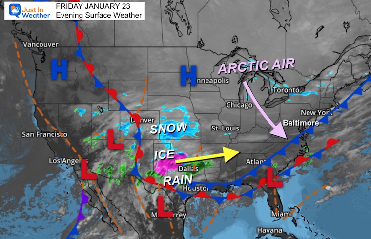 January 23 Winter storm map Friday night