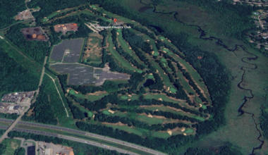 Aerial view of a golf course