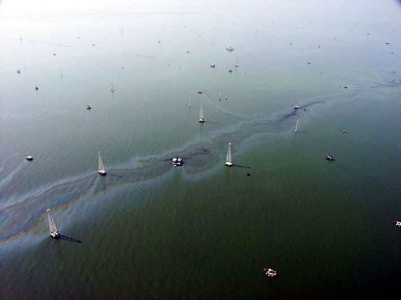 aerial view of oil spill on Maracaibo Lake in Venezuela's northwest