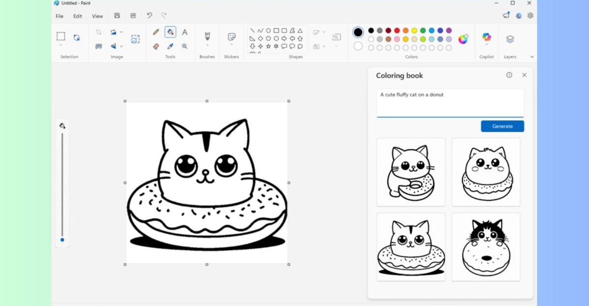 Microsoft Paint can now make AI coloring books