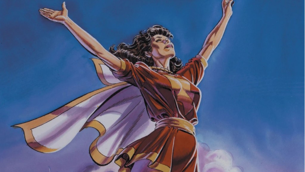 Mary MArvel flying in the sky