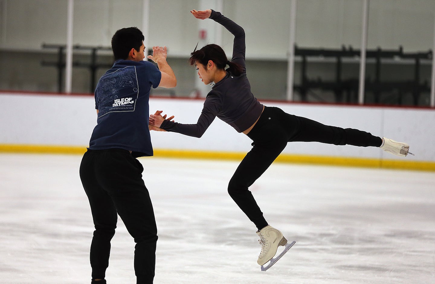 Spencer Howe and Emily Chan were on the ice at The Skating Club of Boston to practice for the Milan Cortina Games.
