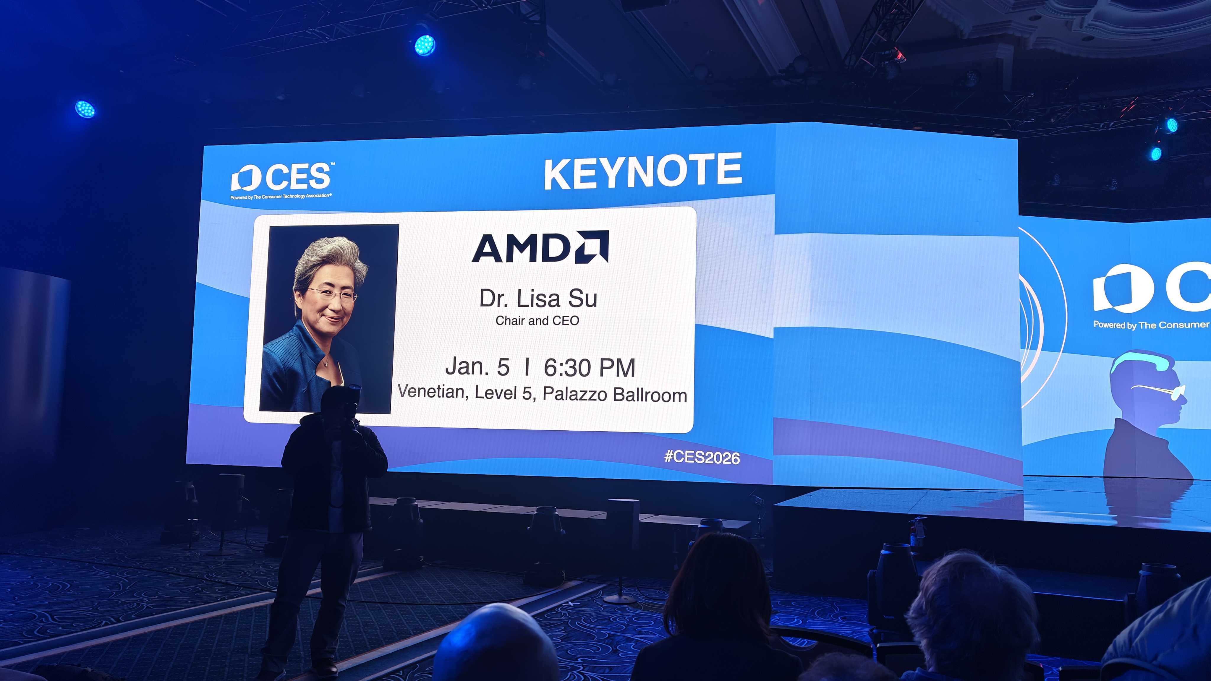 Lisa Su's name on screen at CES keynote