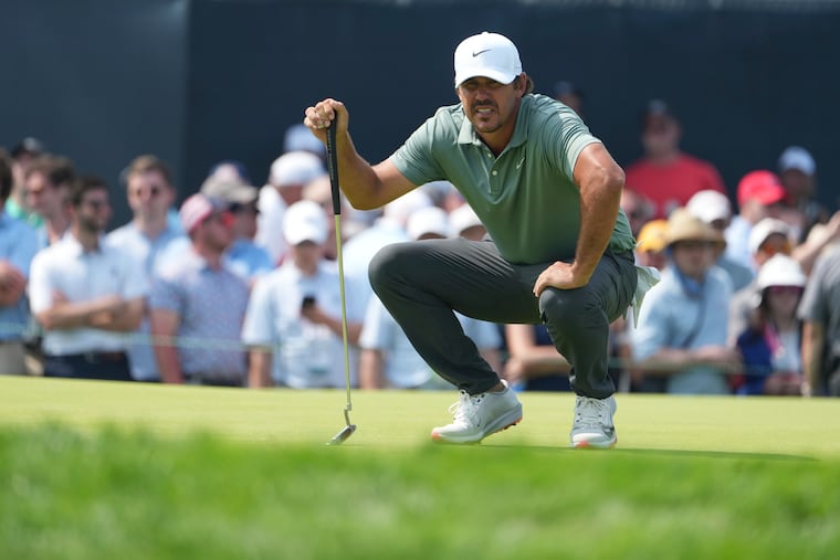 Brooks Koepka lines up a putt on the ninth hole during the first round of the U.S. Open at Oakmont Country Club in June. A LIV defector, Koepka begins his PGA Tour comeback Thursday.