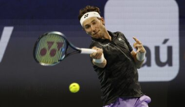 Casper Ruud in action ahead of the ATP Barcelona Open.