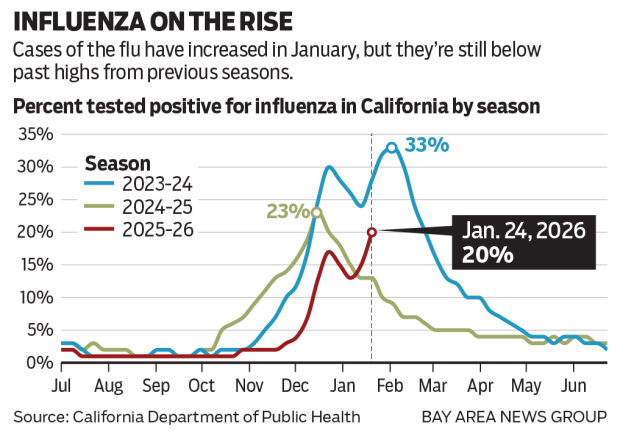 Flu cases in the past three seasons 