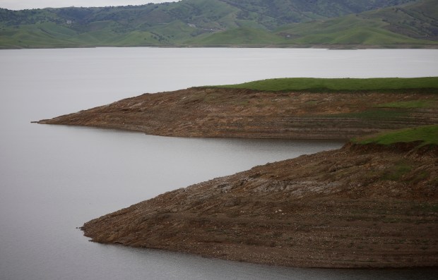San Luis Reservoir in Merced County, Calif., on Monday, Jan. 5, 2026. The reservoir is about 70 percent full. (Nhat V. Meyer/Bay Area News Group)