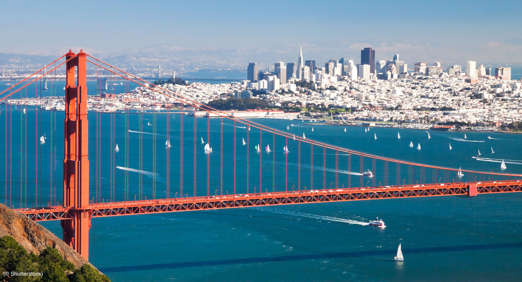 San Francisco with the Golden Gate Bridge in the foreground (© Shutterstock)
