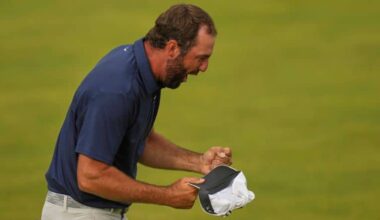 Scottie Scheffler of the United States celebrates after winning the British Open golf championship at the Royal Portrush Golf Club, Northern Ireland, Sunday, July 20, 2025. (AP Photo/Francisco Seco)