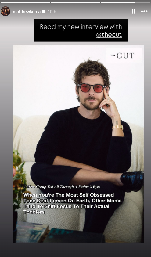 Matthew Koma addressed the mom group drama with a spoof magazine cover
