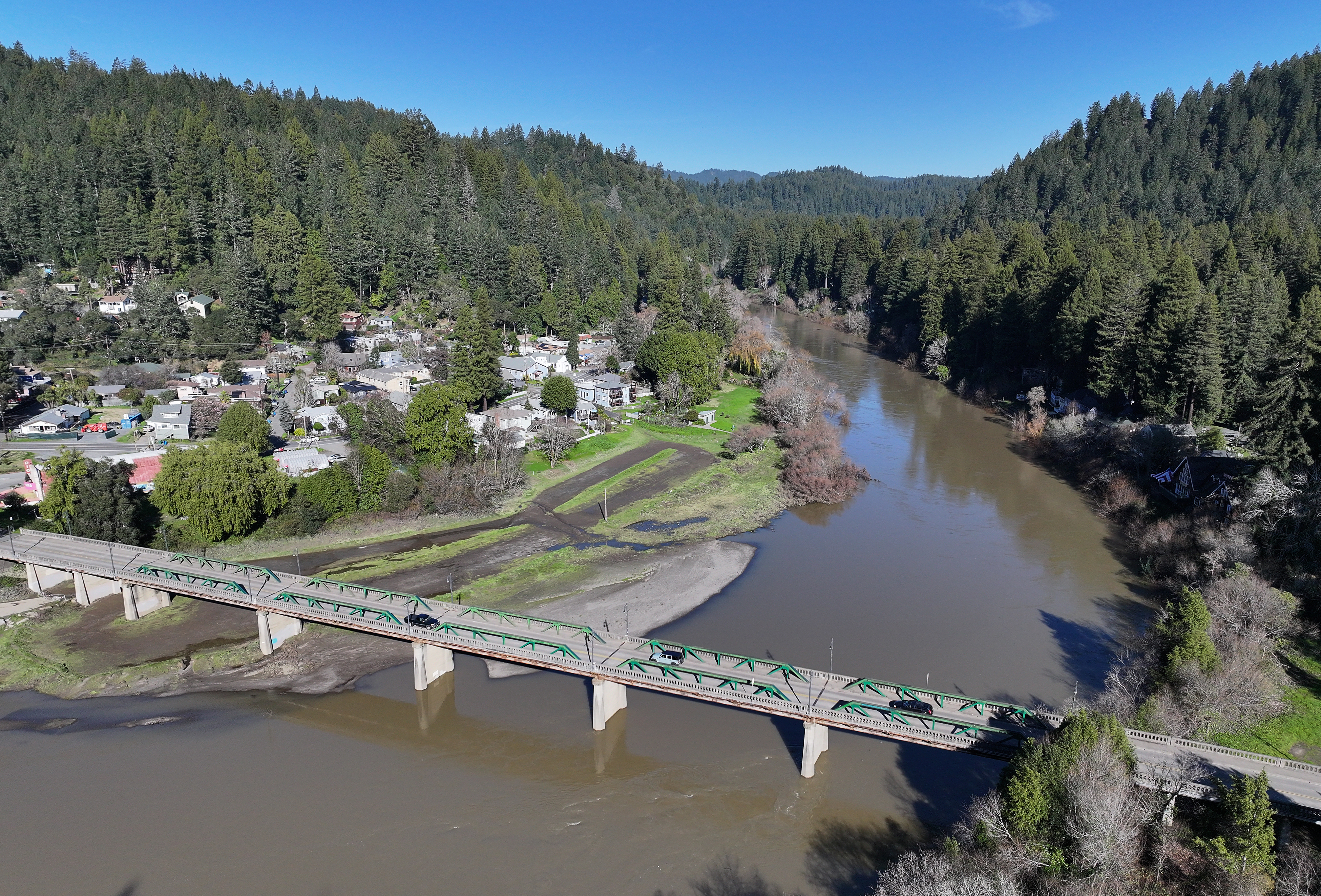 The Russian River flows through Monte Rio, at the Monte...