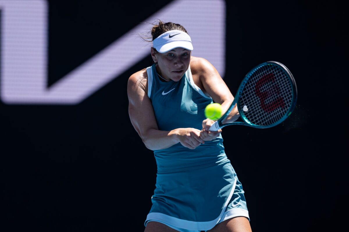 Amanda Anisimova in action at the Australian Open.