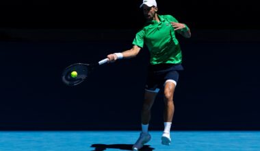 Novak Djokovic in action at the Australian Open.