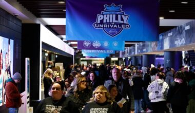 Fans walk the Xfinity Mobile Arena concourse before the Philly is Unrivaled doubleheader on Friday, January 30, 2026.