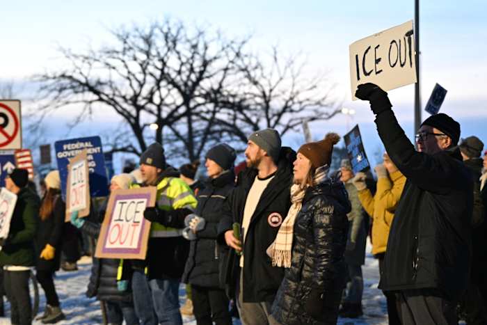 Protesters gather outside Minneapolis immigration court after ICE officer kills driver