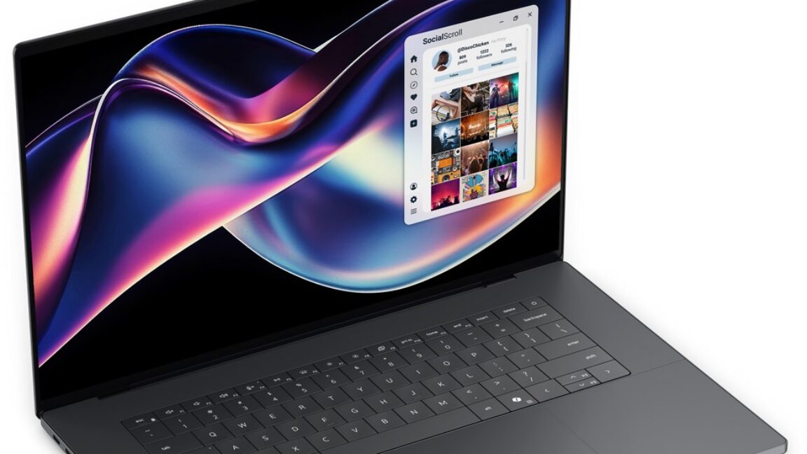 The Dell XPS 16 clamshell laptop.