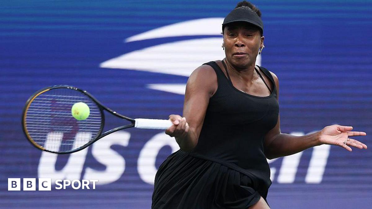 Venus Williams strikes the ball at the US Open