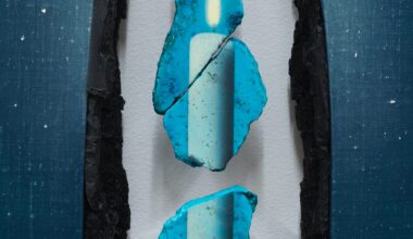 a painting by Dabin Ahn that cuts open in the middle to reveal a fragmented image of a taper candle