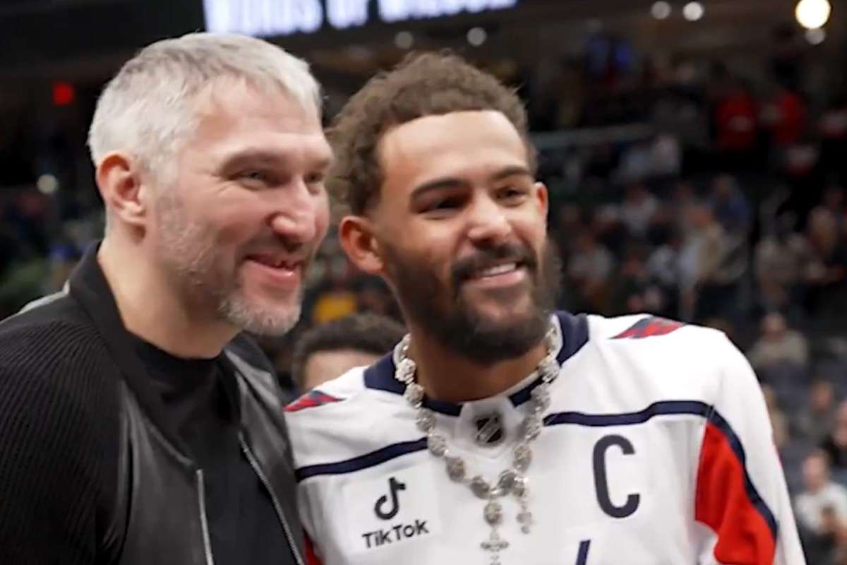 Alex Ovechkin takes sons to Wizards-Lakers game, Trae Young wears his Capitals jersey courtside
