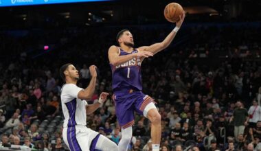 Booker scores 20 in 1st quarter, finishes with 33 as Suns rout Kings 129-102