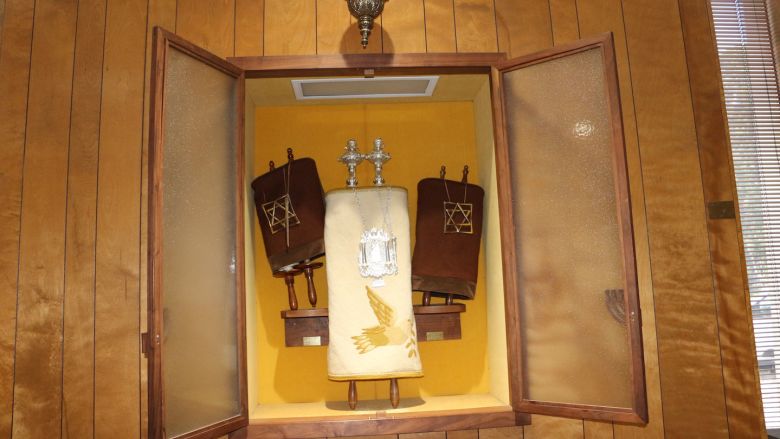 Beth Israel Congregation's ark is seen before the fire.