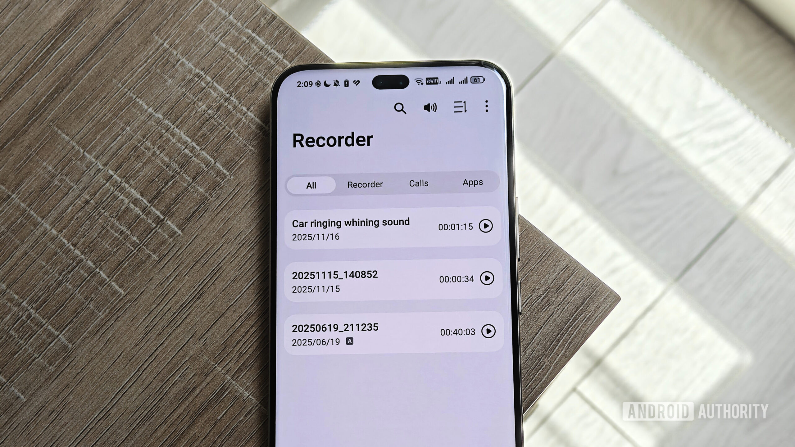 audio files on an android phone on a table