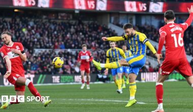 Luke Littler celebrates winning the 2026 PDC World Championship as tickertape falls