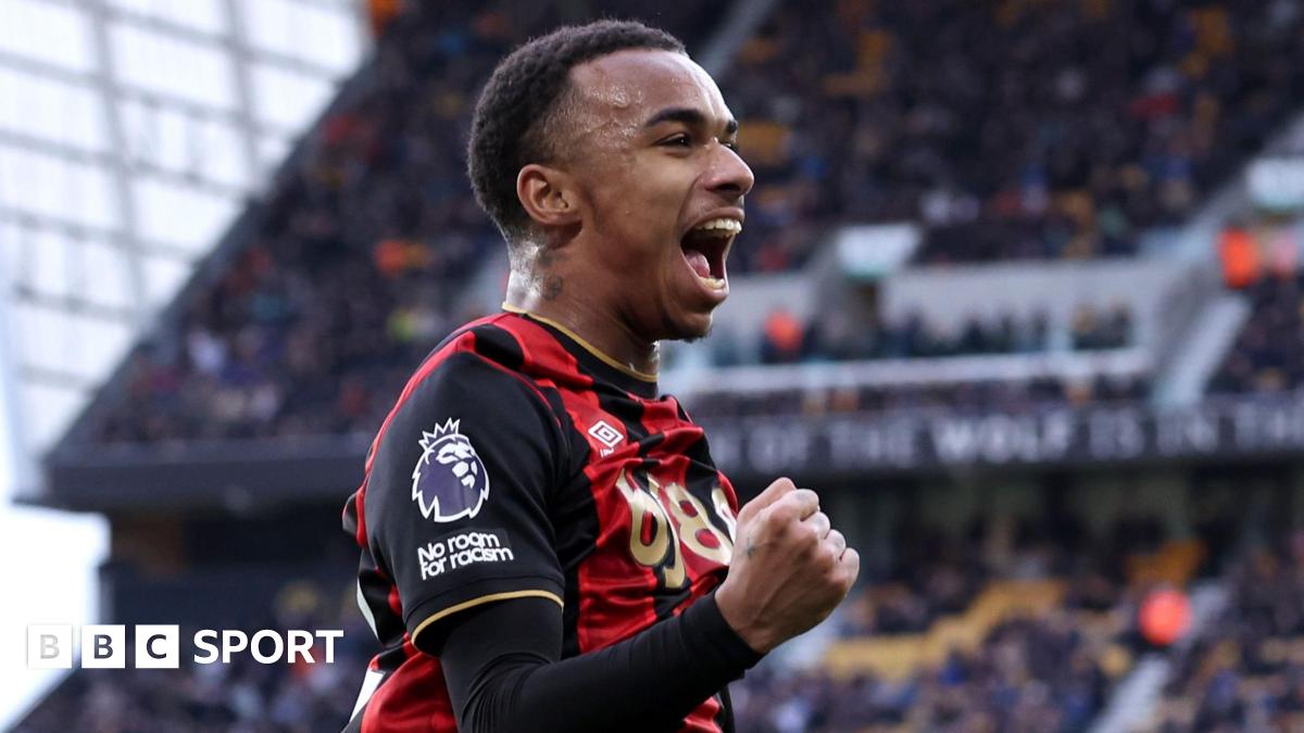 Eli Junior Kroupi celebrates after scoring for Bournemouth against Wolverhampton Wanderers